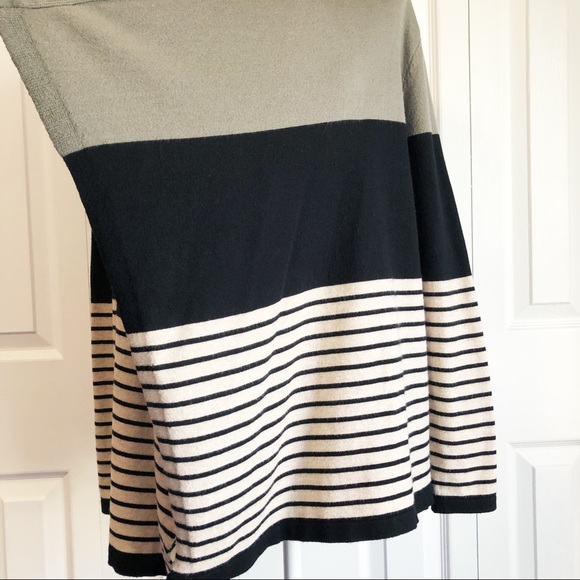 Staccato Color Blocked Stripe Open Front Cardigan Sweater - Picture 9 of 14